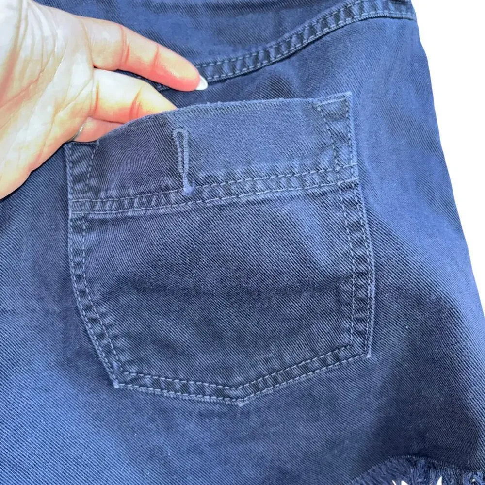 Free people Navy Frayed Distressed Shorts Women's 29 Summer Casual Hippie Boho